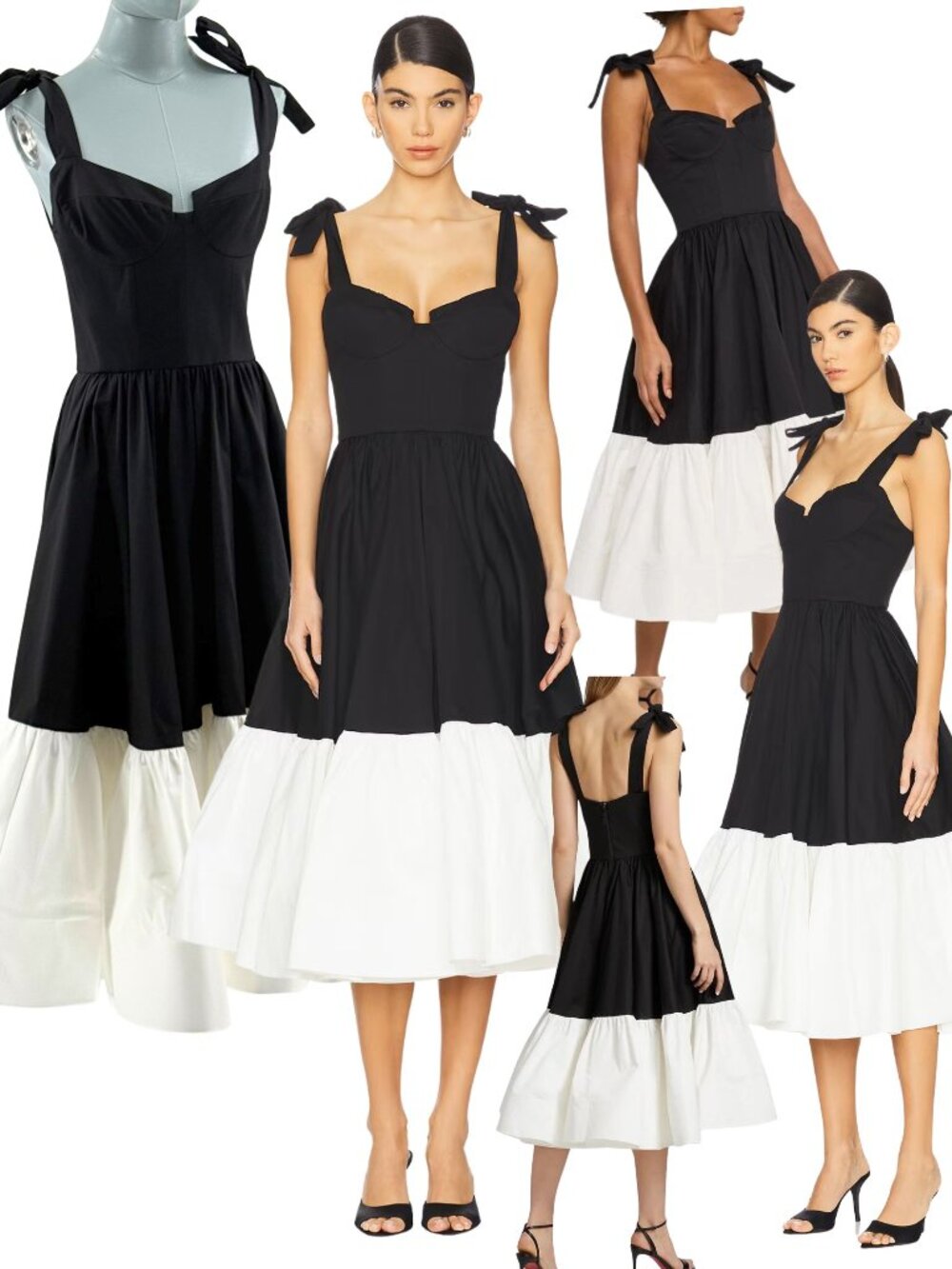 🆕 BRONX & BANCO 🧿 NWOT Catalina Two-Tone Sweetheart Midi Dress, Sz XS US 2